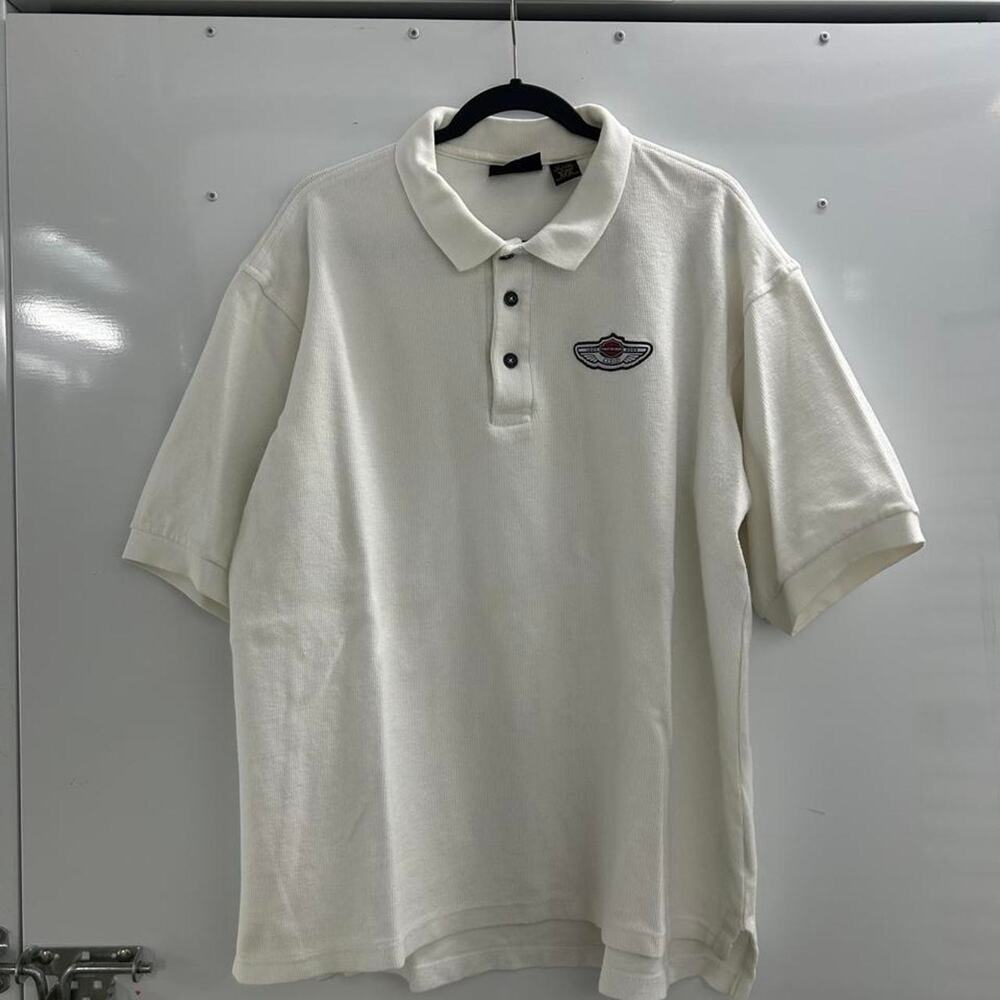 VTG Harley Davidson white cotton polo shirt size XL
